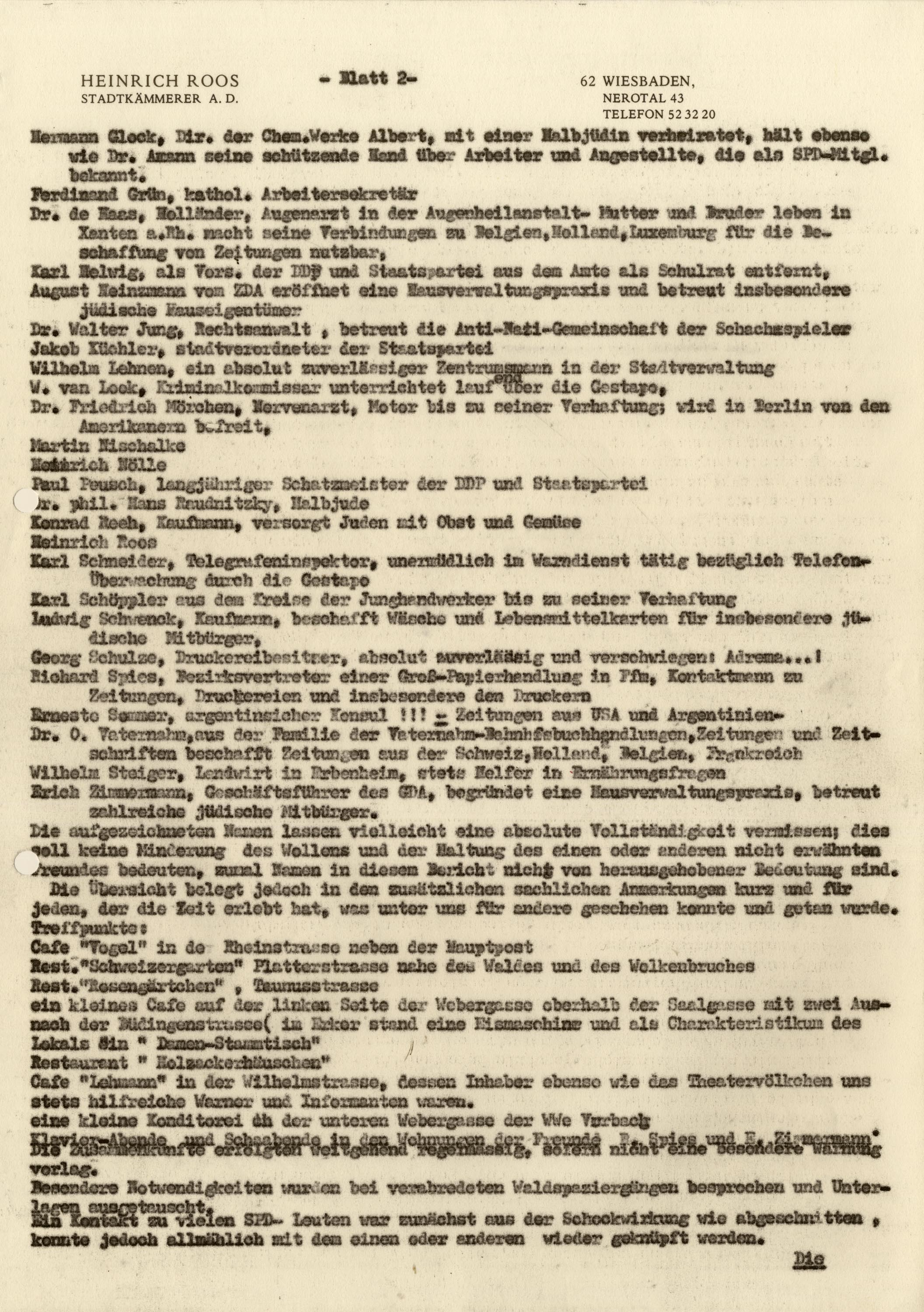 Aus dem sechsseitigen Widerstandsbericht von Heinrich Roos vom 29. März 1980